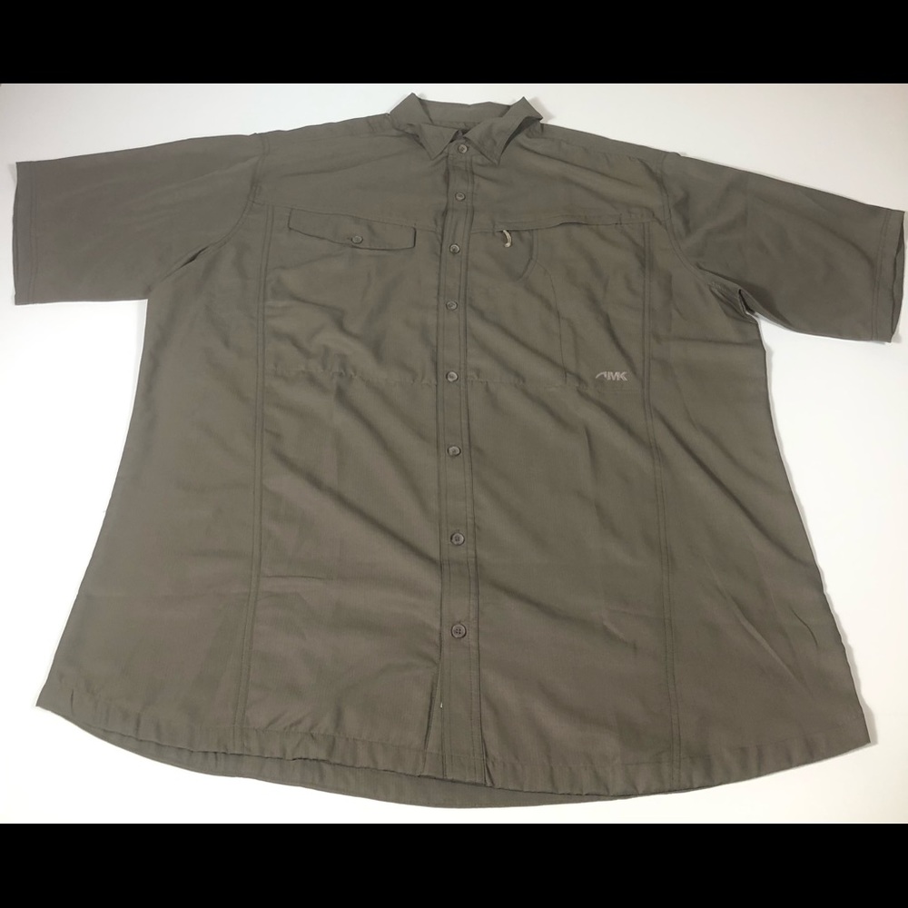 Mountain khakis Button Down Vented Hiking Fishing Shirt Olive Green Size 2XT